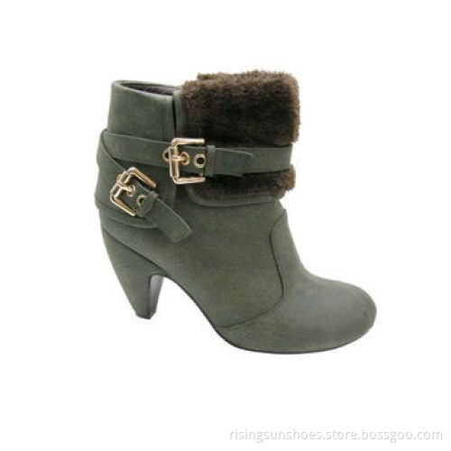 Women's Dress Boots, Mid-height Heel with Fur Edge Shaft, Warm and Trendy Style for Winter